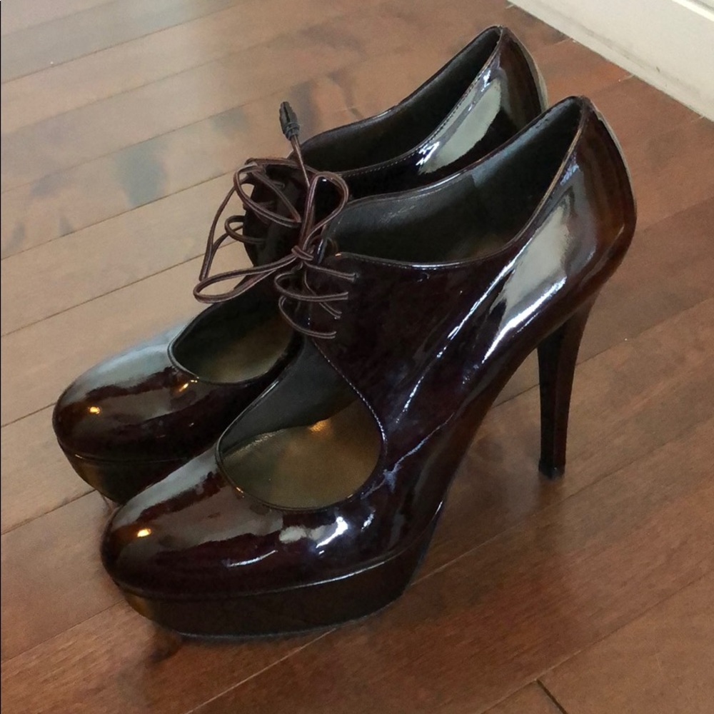 Burgundy platform Mary Janes